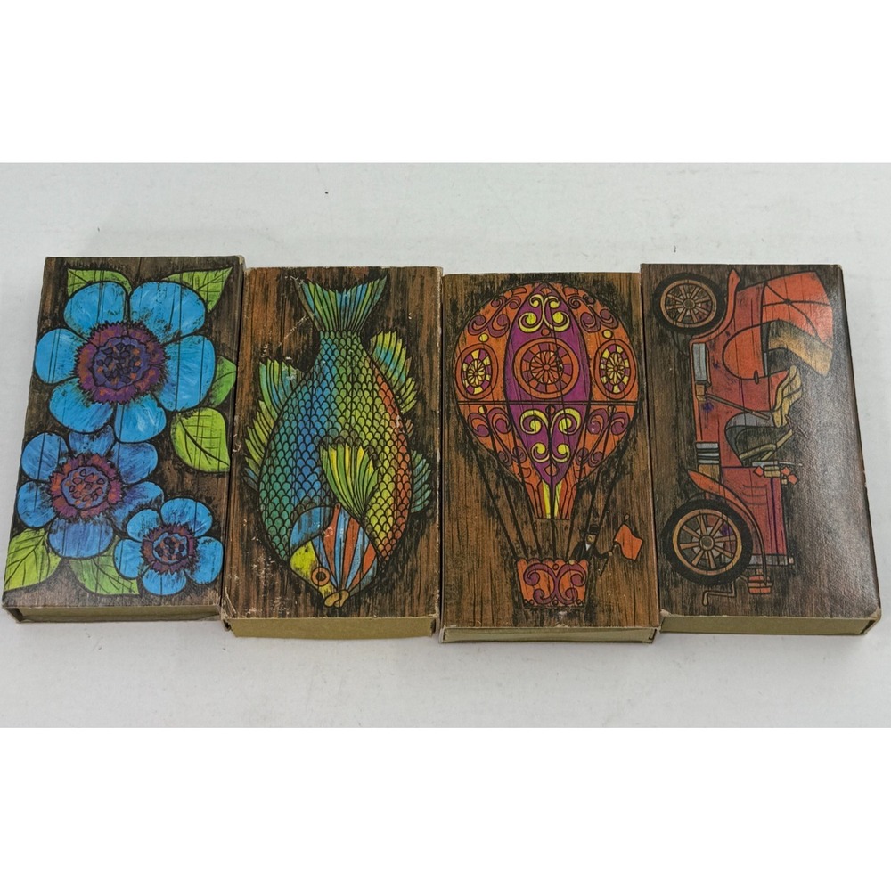 Vintage 1970 The Ohio Match Company Box of Matches MCM Set of 4 Mod Design